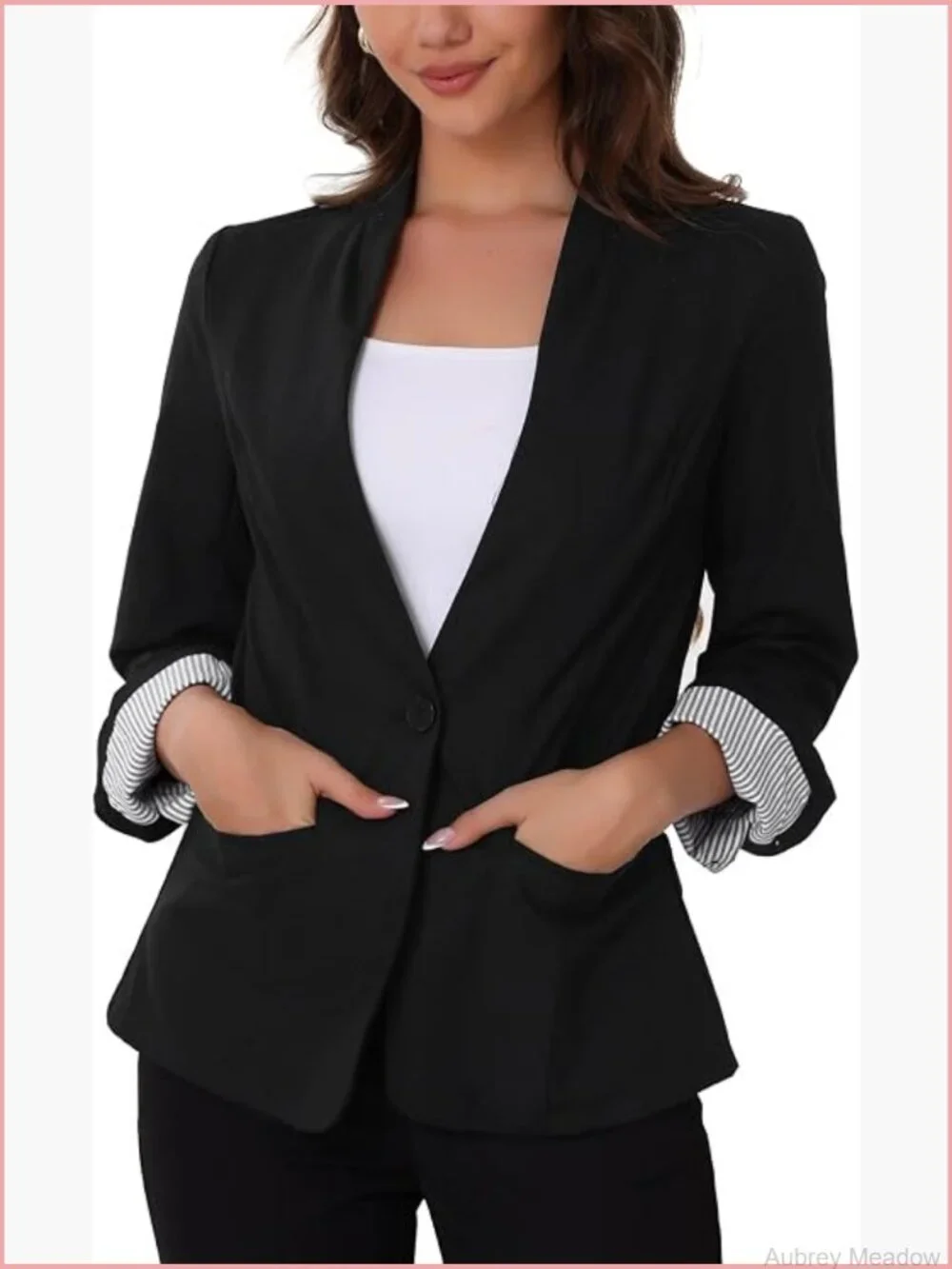 Women's Linen Blazer Casual Spring Lightweight Long Sleeve Single Breasted Work